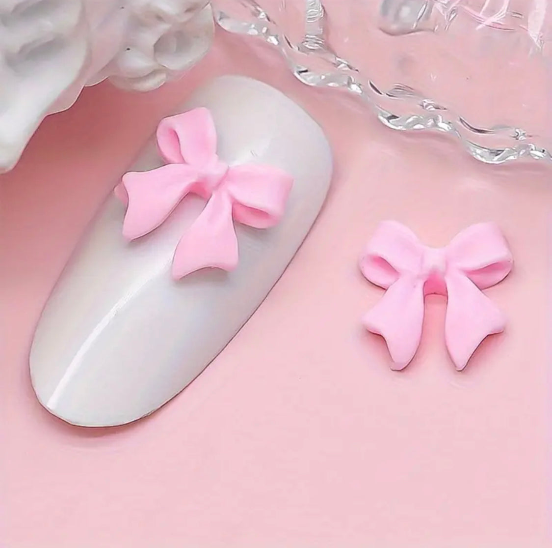 Pink Coquette Bow Nail Deco