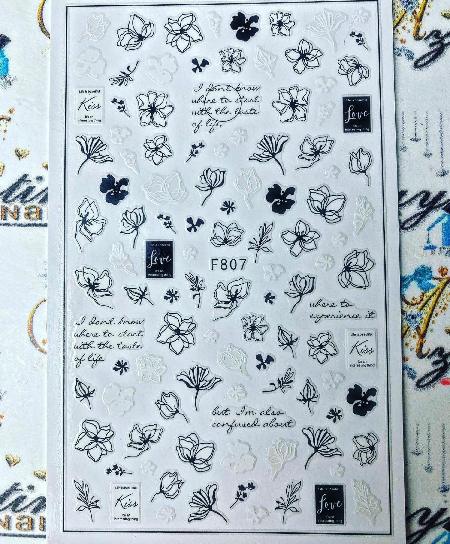 Floral Black and white stickers