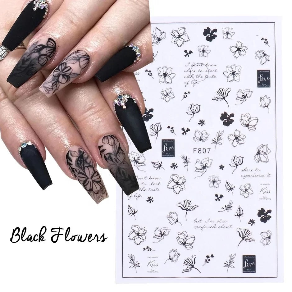 Floral Black and white stickers