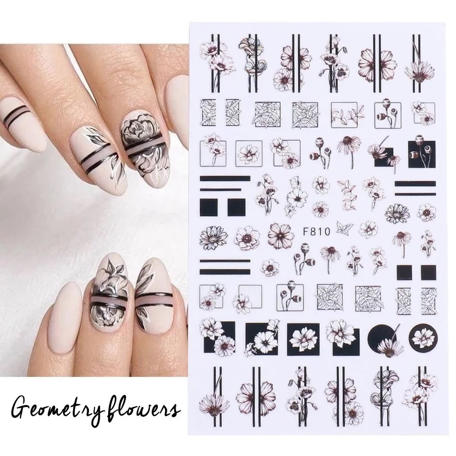 Floral Black and White Stickers